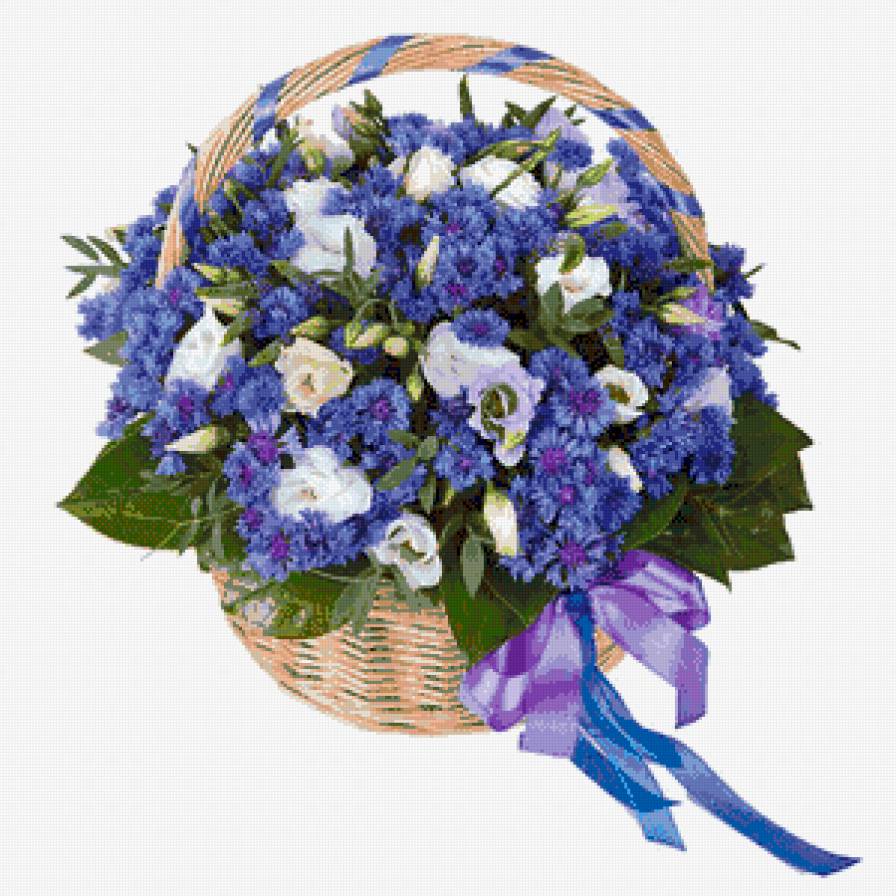 васильки и розы - букет, цветы, васильки, розы - предпросмотр