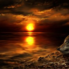 Схема вышивки «Волк на закате»