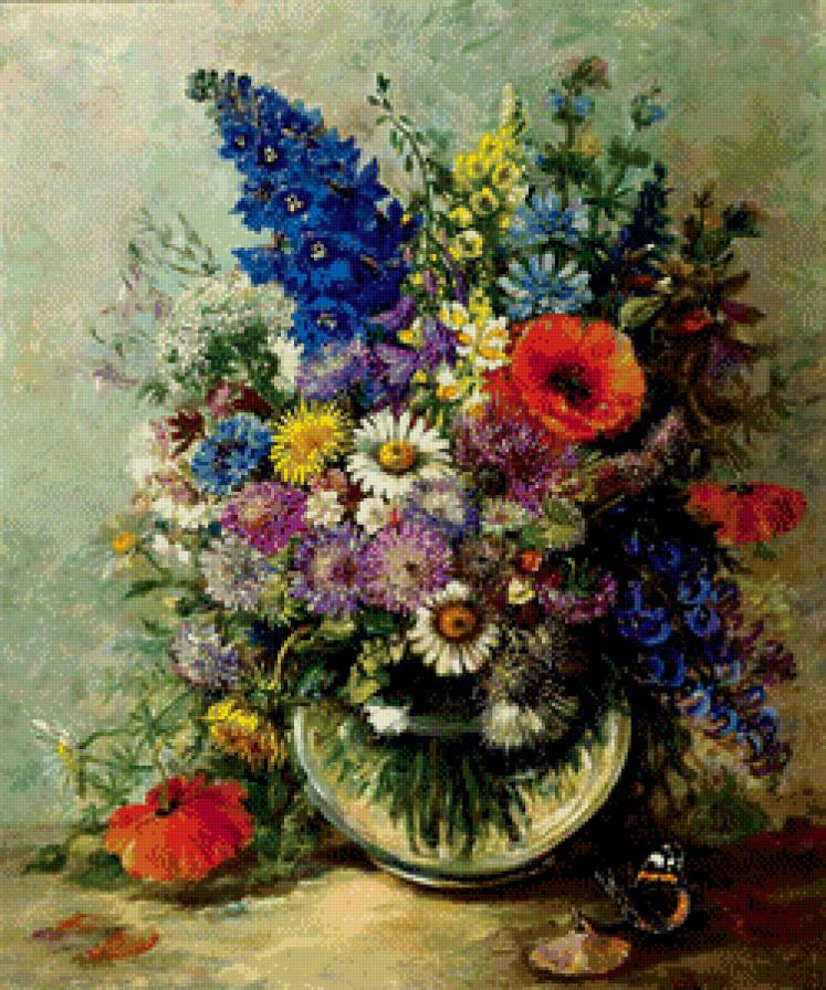 Букет полевых цветов - натюрморт, ромашки, букет, цветы - предпросмотр