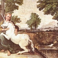 Схема вышивки «фреска Единорог и девушка»