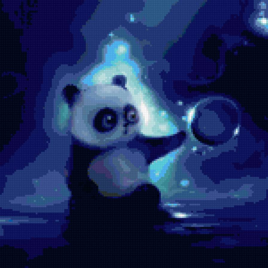 Аквапанда - панда, синий, аква - предпросмотр