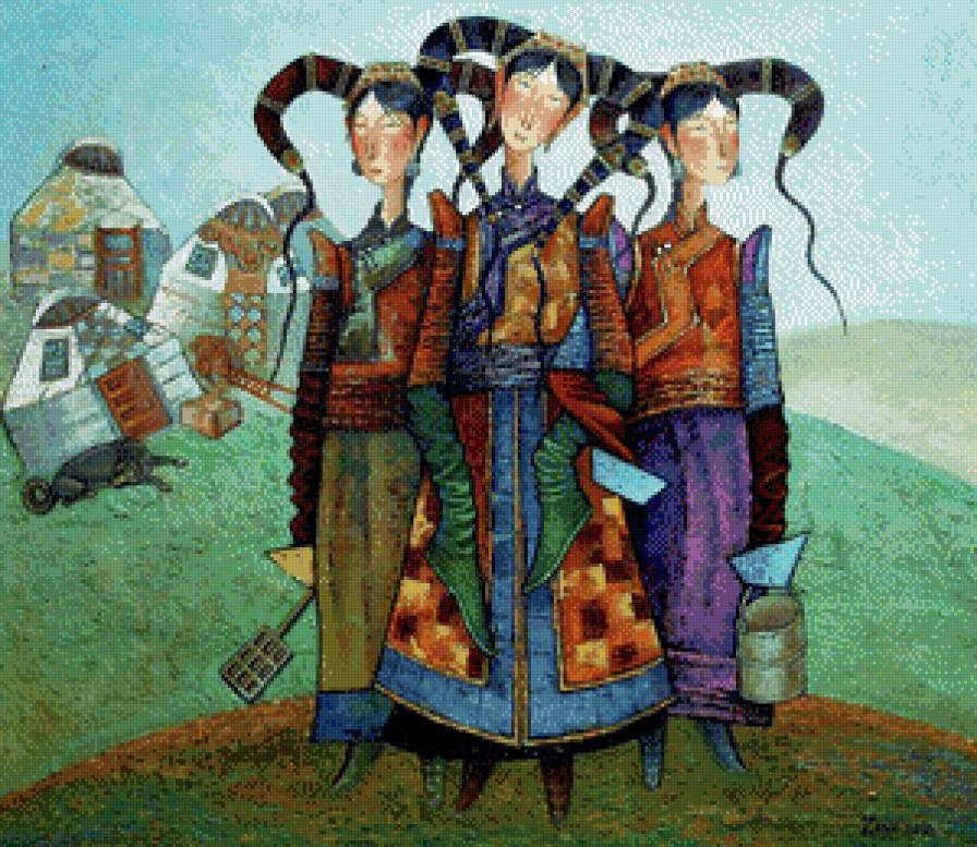 ГОБИ, сёстры - китай, дети, девушка, картины - предпросмотр