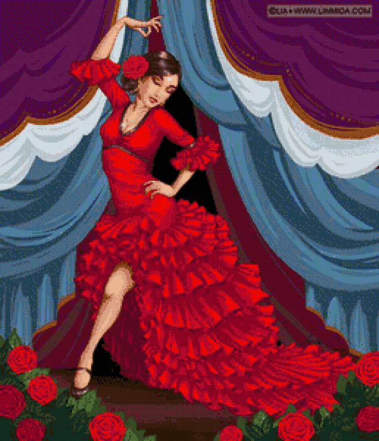 Танец - девушка в красном, танец - предпросмотр