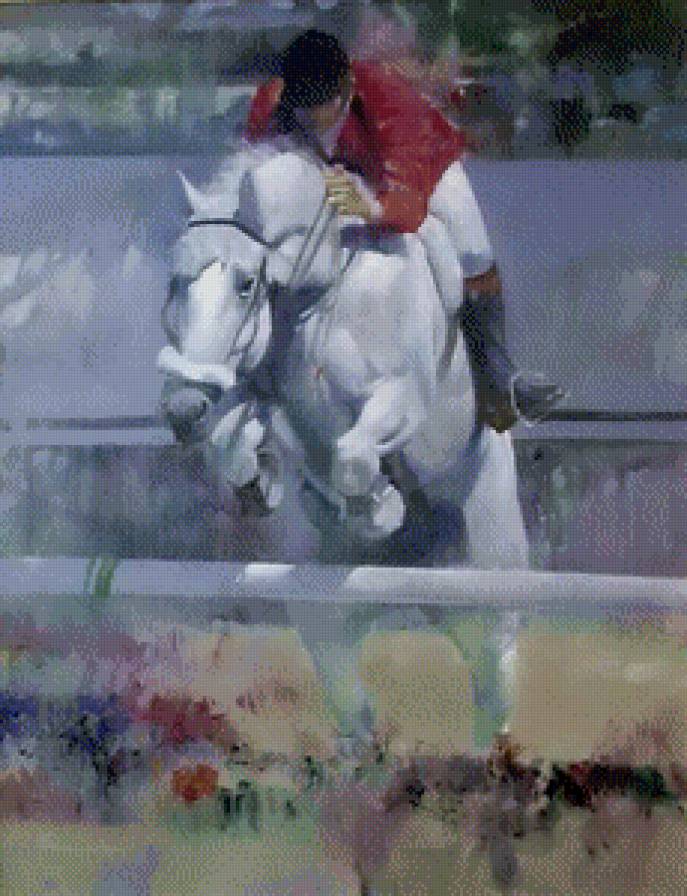 ЛОМБАРДО СПАРТАКО наездник - картины, лошади, животные, скачки - предпросмотр