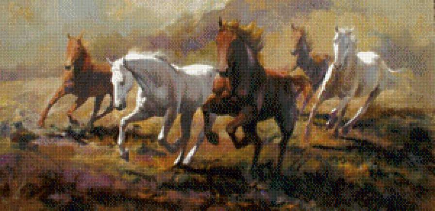 ЛОМБАРДО СПАРТАКО Лошади 4 - картины, лошади, табун, животные - предпросмотр