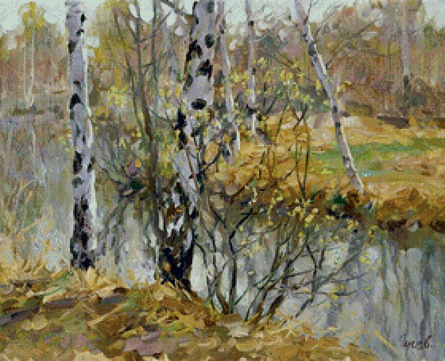 Берёзы у пруда - предпросмотр