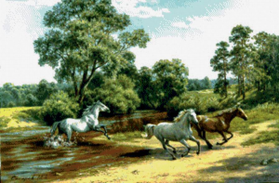 картина сатарова - животные, пейзаж, природа - предпросмотр