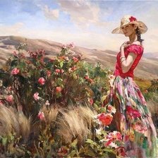 Схема вышивки «Девушка на лугу»