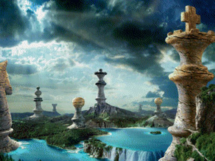 шахматы - природа, горы, вода - предпросмотр