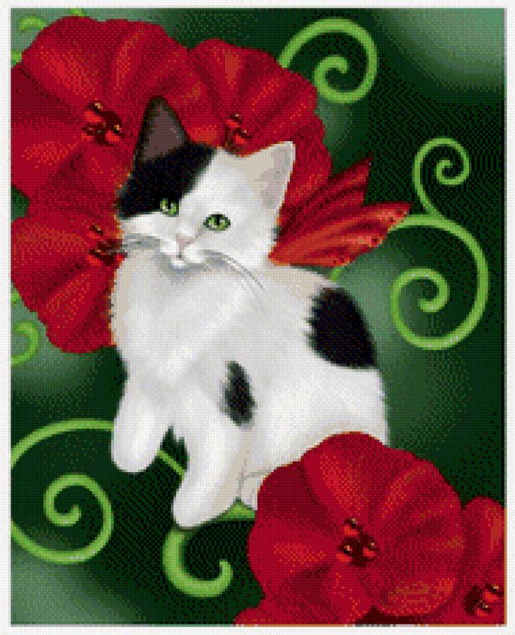 котик - кот, цветы, кошечки, животные, кошка, коты - предпросмотр