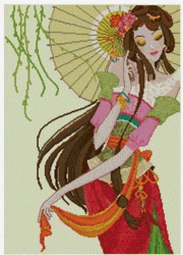 женский образ - гейша, люди, девушки, женщина, портрет, восток - предпросмотр