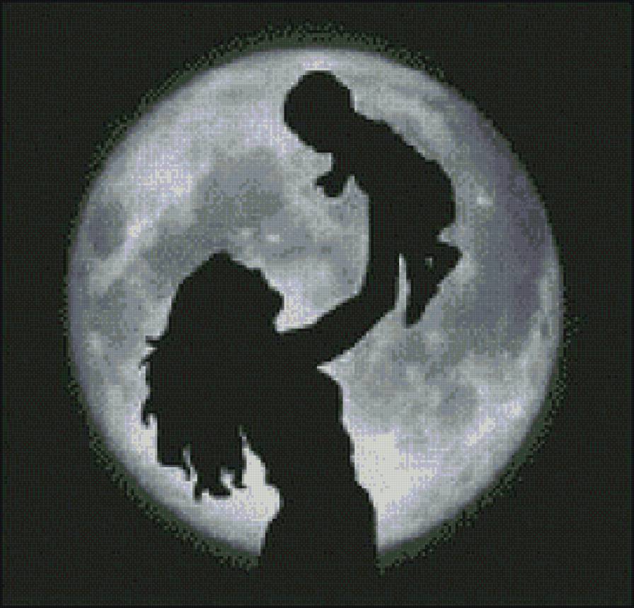 №725373 - луна, мама, ребенок, монохром, малыш - предпросмотр