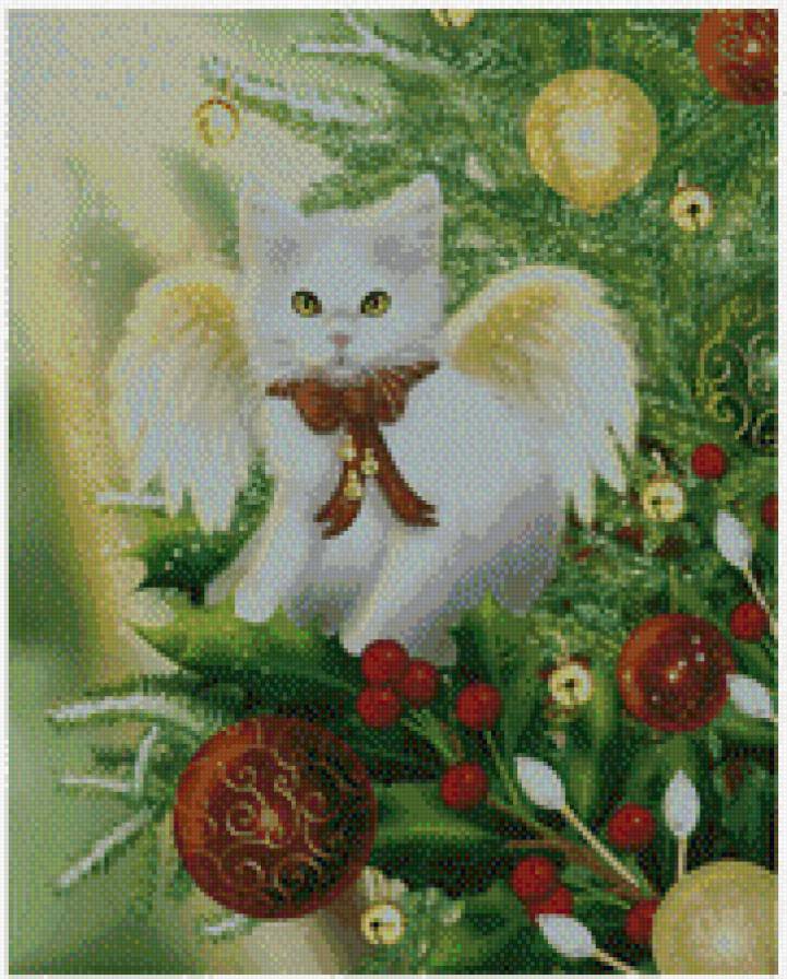 котик - елка, кошечки, животные, коты, кошка, кот, новый год - предпросмотр