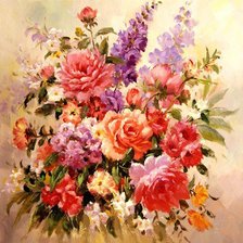 Схема вышивки «панно с цветами»