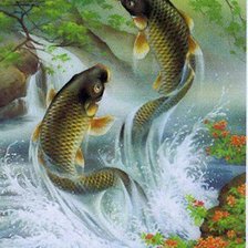 Схема вышивки «Прыгающие карпы»