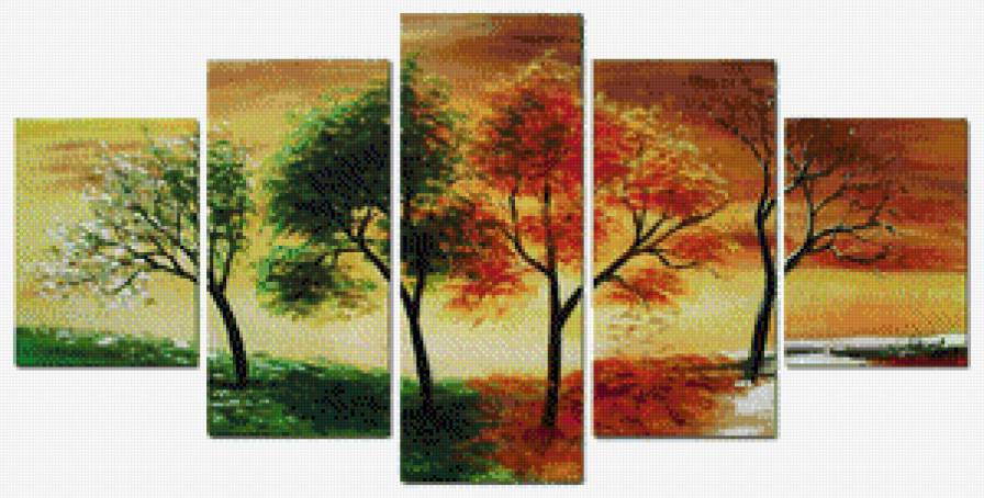 Полиптих "Времена года" - деревья, времена года - предпросмотр