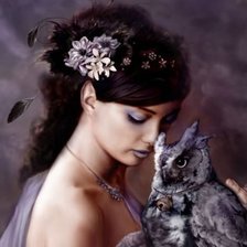 Схема вышивки «Девушка и сова»