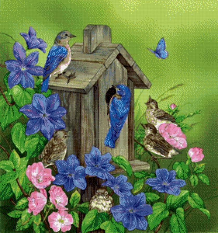 серия "птицы" - птицы.цветы - предпросмотр