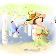 Схема вышивки «девочка и бабочки»