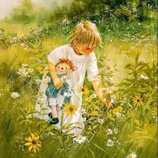 Схема вышивки «девочка в ромашках»