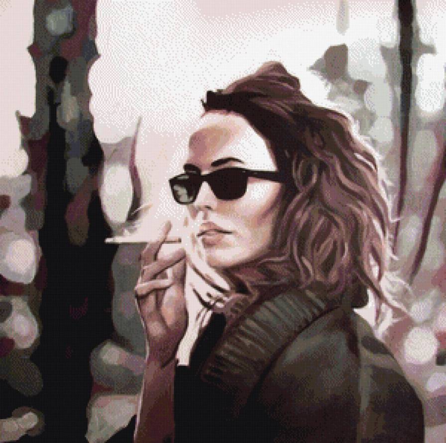 девушка с сигаретой - сигарета, живопись, женщина, красавица, девушка, портрет - предпросмотр