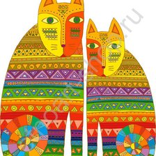 Схема вышивки «кошки фигурки животные этника»