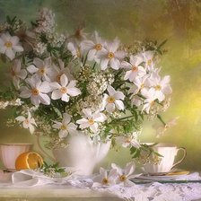 Схема вышивки «белые нарциссы»