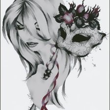 Схема вышивки «девушка с маской»