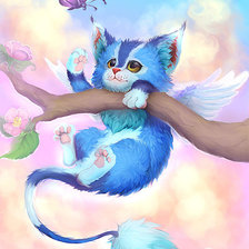 Схема вышивки «котенок"волшебный,летающий за бабочкой"»