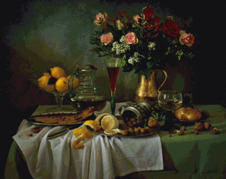 натюрморт - настроение, темное, цветы, красота - предпросмотр