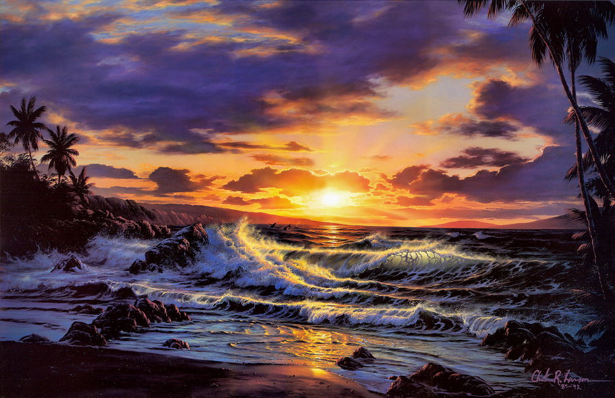 вечер - волна, небо, ветер, море - оригинал