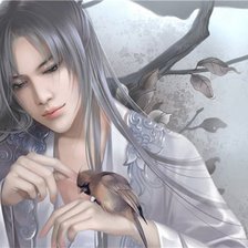 Схема вышивки «Девушка с птичкой»