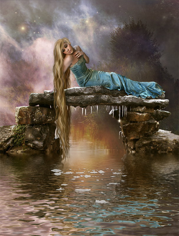 картины Синди Грундстен - озеро, девушка - оригинал