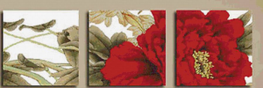 Красный цветок - сегментированные картины - предпросмотр