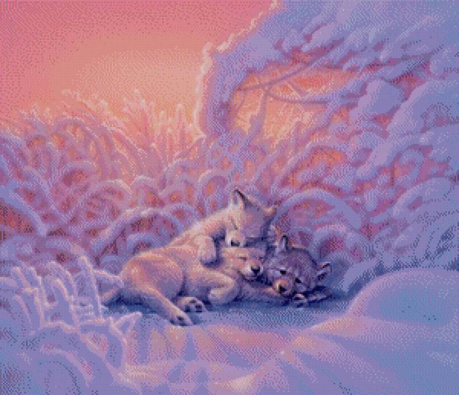 картины Kirk Reinert - зима, волки - предпросмотр