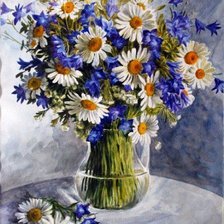 Схема вышивки «ромащки и колокольчики»