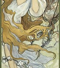 Схема вышивки «Альфонс Муха. Времена года. Весна (в зеленых тонах)»