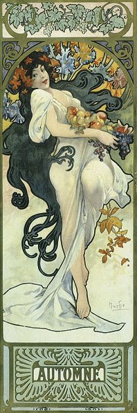 Альфонс Муха. Времена года. Осень (в зеленых тонах) - полиптих, альфонс муха - оригинал