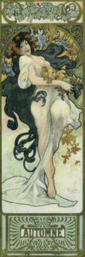 Альфонс Муха. Времена года. Осень (в зеленых тонах) - альфонс муха, полиптих - предпросмотр