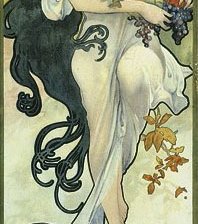 Схема вышивки «Альфонс Муха. Времена года. Осень (в зеленых тонах)»