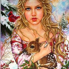 Схема вышивки «Девушка зима.»