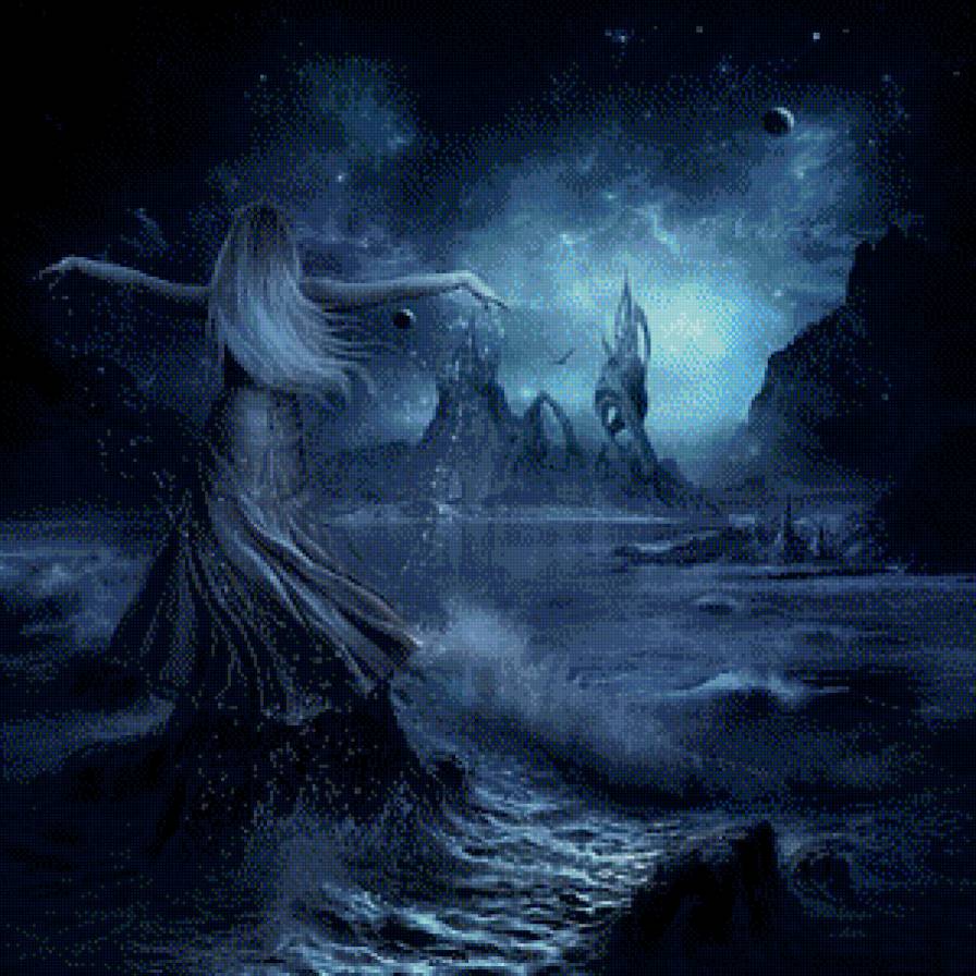 №731018 - море, космос, скалы, девушка - предпросмотр