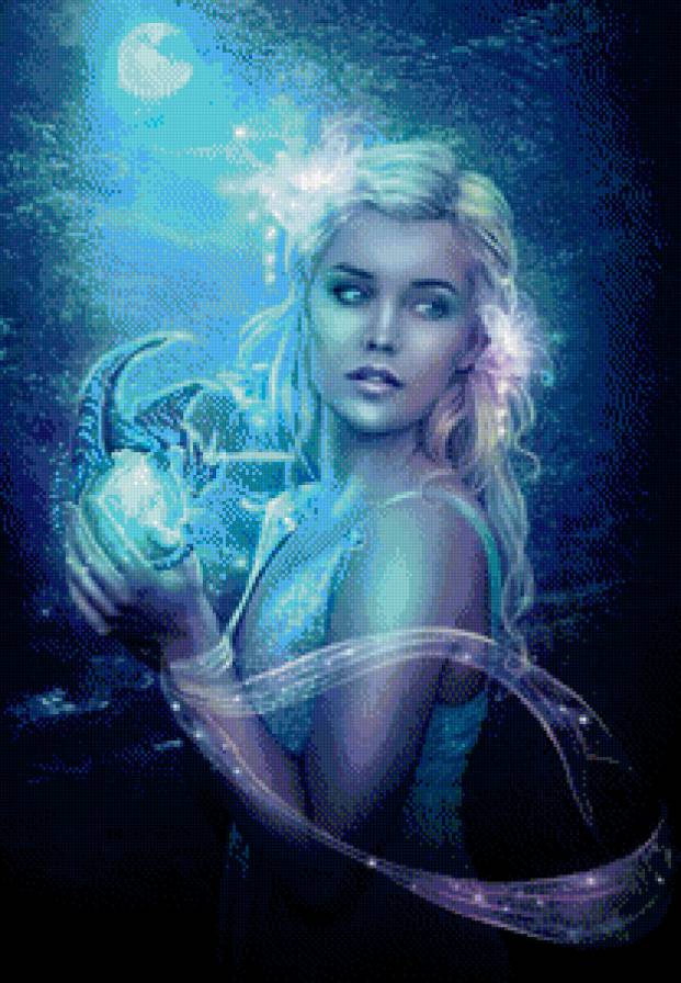 №731024 - девушка, дракон. луна - предпросмотр