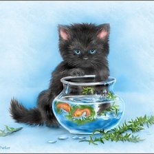 Схема вышивки «Кот на рыбалке»