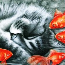 Схема вышивки «Сон кота»