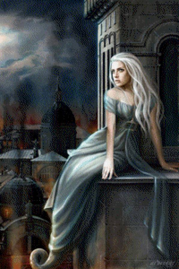 №731387 - ночь, город, девушка, замок - предпросмотр