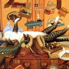 Схема вышивки «Кот-путешественник»