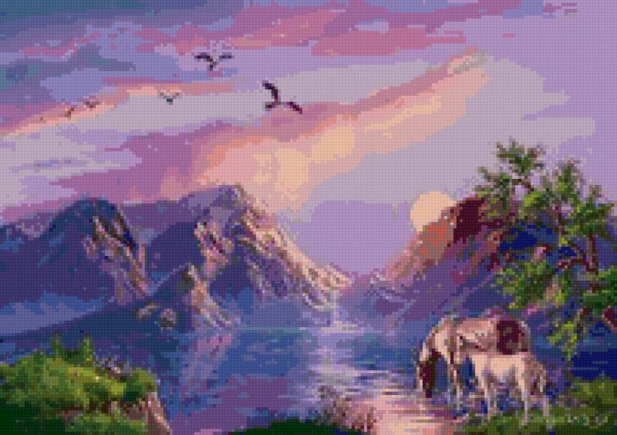 пейзаж - природа.пейзаж. лошади - предпросмотр