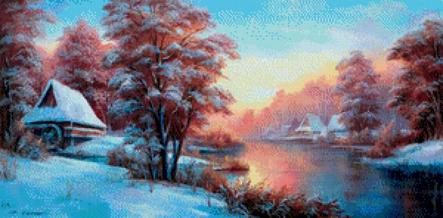 Зимний пейзаж - природа, новый год, пейзаж, зима - предпросмотр