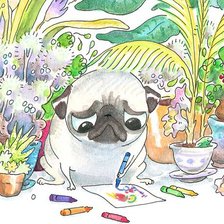 Схема вышивки «чернильный мопсик»